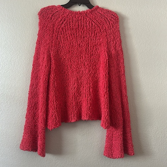 Free People Small Hot Pink V Neck Sweater - Picture 4 of 4